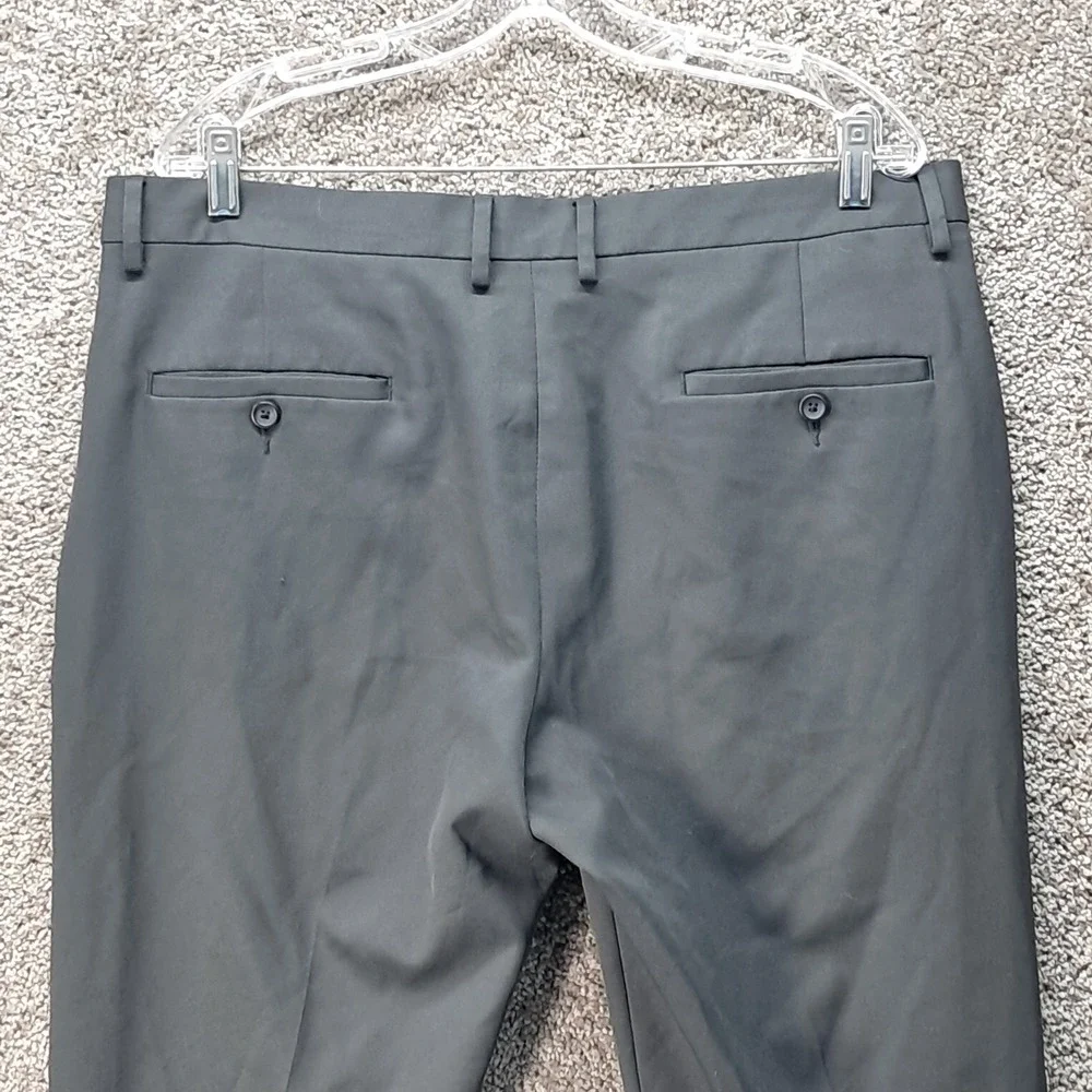 Kenneth Cole Reaction Mens Charcoal Gray Flat Front Dress Pants Slacks 36x32